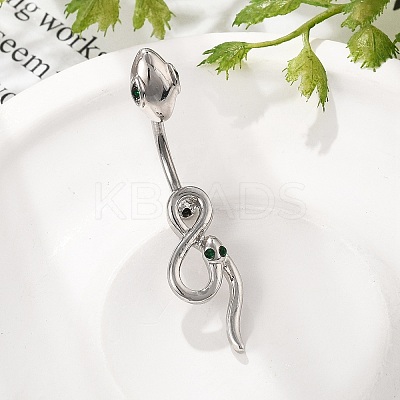 Alloy Rhinestone Snake Curved Barbell Belly Rings LS-AJEW-R007-03P-03-1