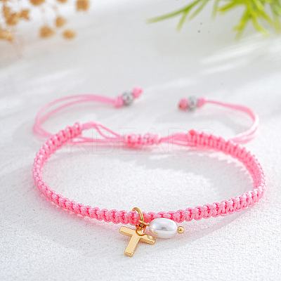 Brass & Imitation Pearl Charm Bracelets PJ9657-11-1