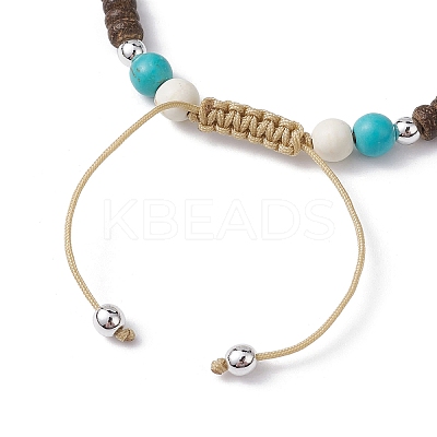 Starfish & Tortoise Synthetic Turquoise Braided Bead Bracelet BJEW-JB09967-02-1