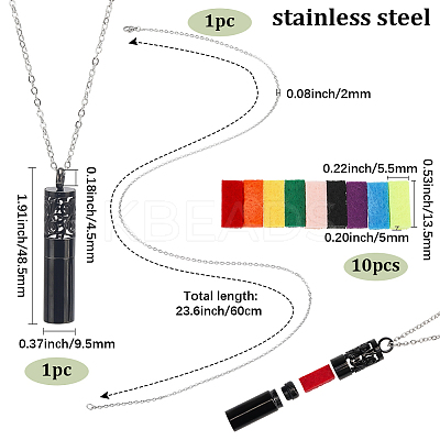 304 Stainless Steel Hollow Cloud Column Perfume Bottle Pendant Necklaces NJEW-SC0001-47A-1