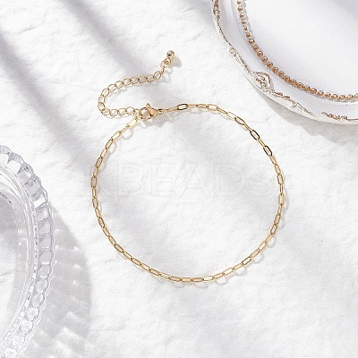2.5MM 304 Stainless Steel Paperclip Chain Anklets AJEW-AN00749-1