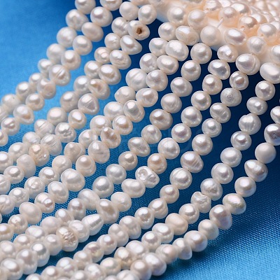 Potato Natural Cultured Freshwater Pearl Beads Strands X-PEAR-E007-3-4mm-AA-1