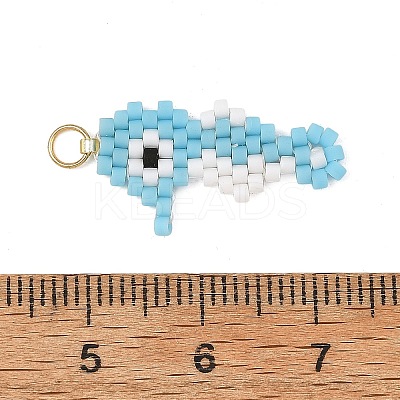 Glass Seed Beaded Pendants PALLOY-MZ01420-01-1