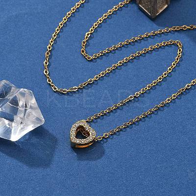 304 Stainless Steel Crystal Rhinestone Pendant Cable Chain Necklaces for Women LS-NJEW-C062-01G-G-1