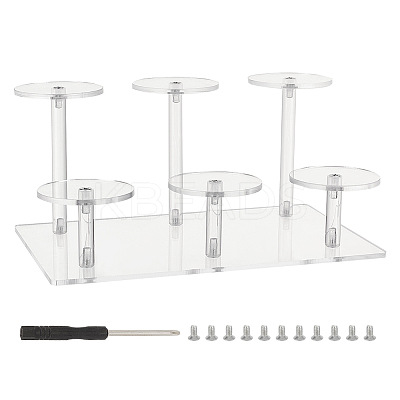 2-Tier Round Transparent Acrylic Toys Action Figures Display Riser Stands ODIS-WH0030-24A-1