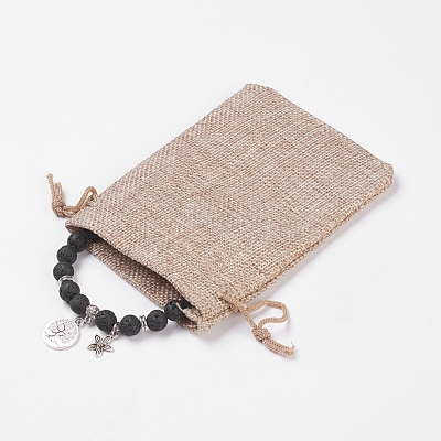 Natural Lava Rock Stretch Bracelets BJEW-JB03772-01-1