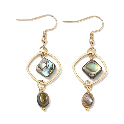 Natural Paua Shell & Stainless Steel Dangle Earrings for Women EJEW-JE07076-02-1
