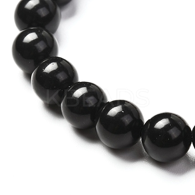 Energy Natural Black Stone Stretch Bracelets Set for Men Women BJEW-JB06722-1