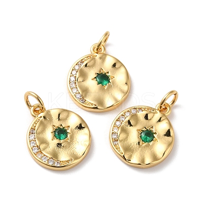 Rack Plating Brass Micro Pave Cubic Zirconia Pendants KK-D074-25G-1