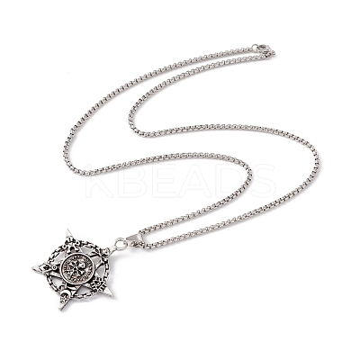 Alloy Star with Skull Pendant Necklace with 201 Stainless Steel Chains for Men Women NJEW-E016-14AS-1