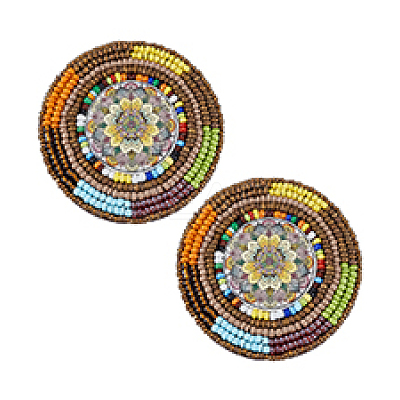 2Pcs Non Woven Fabric Embroidery Needle Felt and Seed Beads Cloth Appliques PATC-PH0001-40B-1
