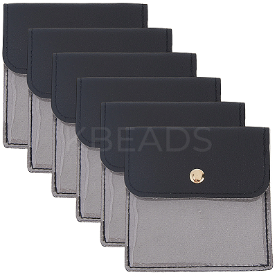 6Pcs PU Leather Jewelry Storage Bags with Iron Button ABAG-CL0001-22B-1