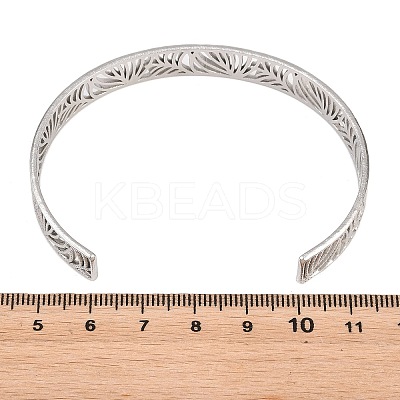 Hollow 304 Stainless Steel Open Cuff Bangles for Women BJEW-F547-01P-1