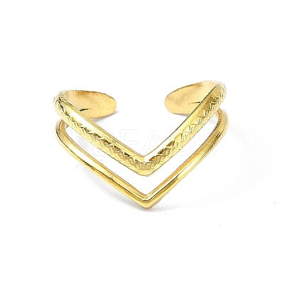 Ion Plating(IP) 304 Stainless Steel Heart Open Cuff Ring RJEW-L109-052G-1