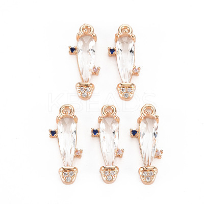 Rack Plating Brass Micro Pave Clear Cubic Zirconia Pendants KK-T060-63G-RS-1
