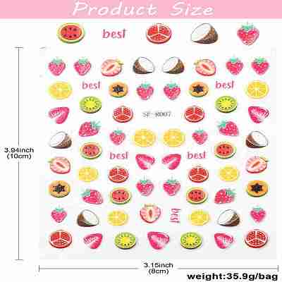 60Pcs Fruits Theme Paper Nail Art Stickers AJEW-CJC0018-05A-1