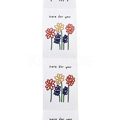 200Pcs Rectangle with Flower Here for You Theme Paper Self-Adhesive Stickers AJEW-S084-02E-1