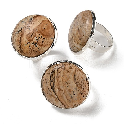 Natural & Synthetic Gemstone Round Adjustable Rings RJEW-K371-09S-1