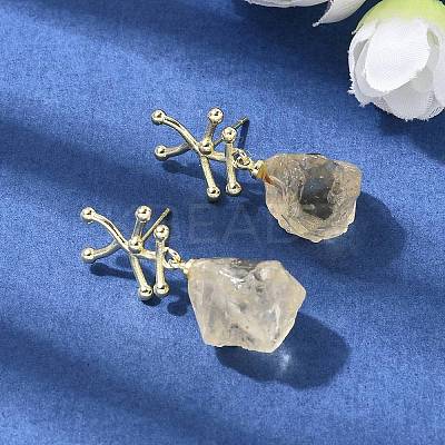 Brass Nuggets Dangle Stud Earrings EJEW-D345-01G-1