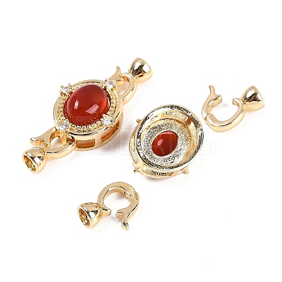 Brass Micro Pave Clear Cubic Zirconia Fold Over Clasps KK-U043-54G-01-1