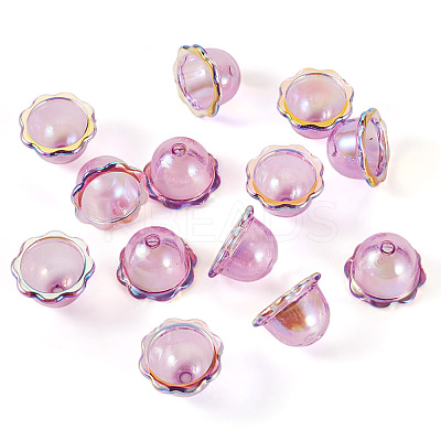 30Pcs UV Plating Acrylic Bead Caps PACR-TA0001-17B-1