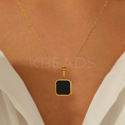 Natural Shell Square Pendant Necklace EH4295-2-1