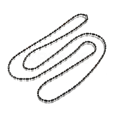 2MM 201 Stainless Steel Column Ball Chain Necklaces NJEW-C097-01B-1