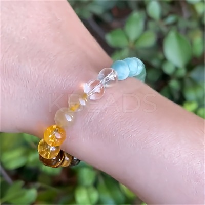 Natural Agate & Black Obsidian & Tiger Eye & Lapis Lazuli & Amethyst & Glass Round Bead Stretch Bracelets WG6A8BD-02-1