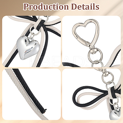 2Pcs 2 Colors Alloy Heart & PU Leather Bowknot Pendant Decorations FIND-GF0008-39-1