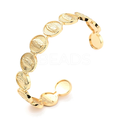 Flat Round with Virgin Mary Brass Cuff Bangles BJEW-I298-08G-1