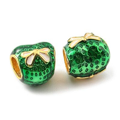 Christmas Brass Enamel European Beads KK-M247-30B-G-1