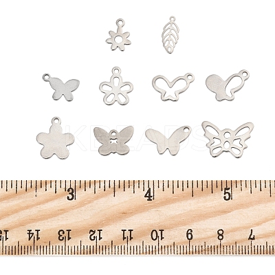 60Pcs 10 Styles 201 & 304 Stainless Steel Charms STAS-FS0001-88-1