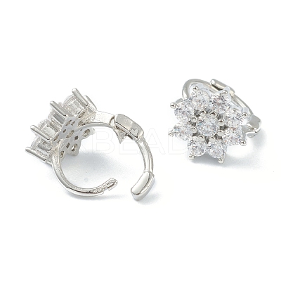 Brass Micro Pave Clear Cubic Zirconia Huggie Hoop Earrings EJEW-L234-023P-1