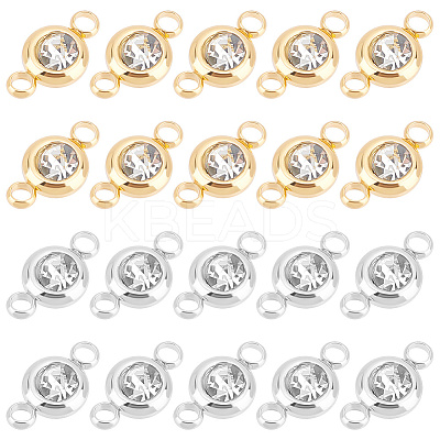 20Pcs 2 Colors 304 Stainless Steel Crystal Rhinestone Connector Charms STAS-UN0041-19-1