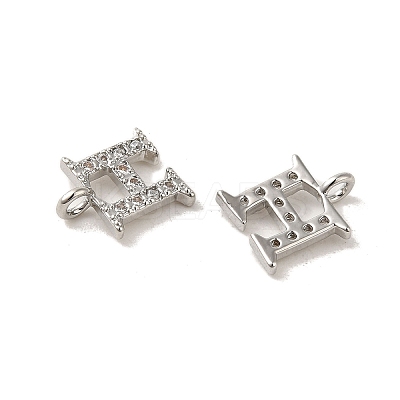 Initial Letter Brass Micro Pave Cubic Zirconia Pendants ZIRC-F008-H-1