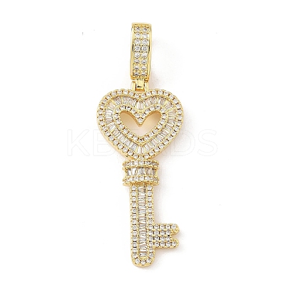 Brass Micro Pave Clear Cubic Zirconia Pendants KK-B141-04G-03-1