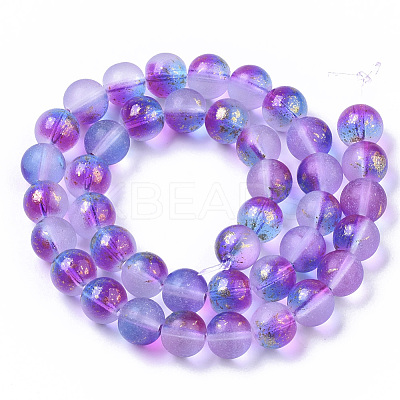 Frosted Spray Painted Glass Beads Strands GLAA-N035-03D-C03-1