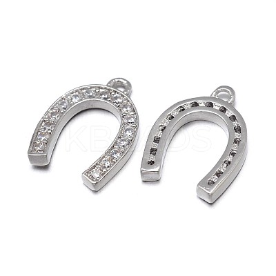 Horseshoe Brass Micro Pave Cubic Zirconia Charms ZIRC-F009-51P-NR-1