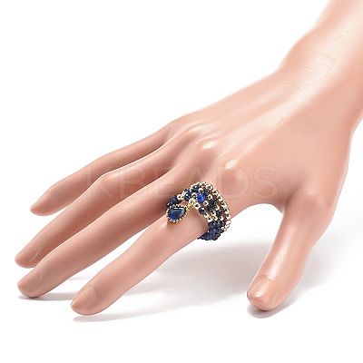 20Pcs 20 Style Natural & Synthetic Mixed Gemstone & Brass Beaded Stretch Rings Set RJEW-JR00540-1