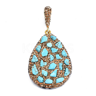 Polymer Clay Rhinestone Pendants RB-S056-11A-G-1