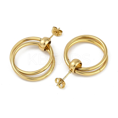 PVD Vacuum Plating 201 Stainless Steel Split Stud Earrings for Women EJEW-F345-08G-1