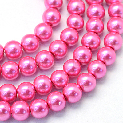 Baking Paint Pearlized Glass Pearl Round Bead Strands X-HY-Q003-6mm-54-1