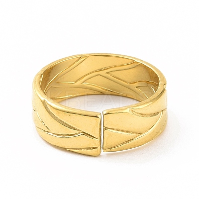 Ion Plating(IP) 304 Stainless Steel Grooved Cuff Ring for Women RJEW-C053-05G-1
