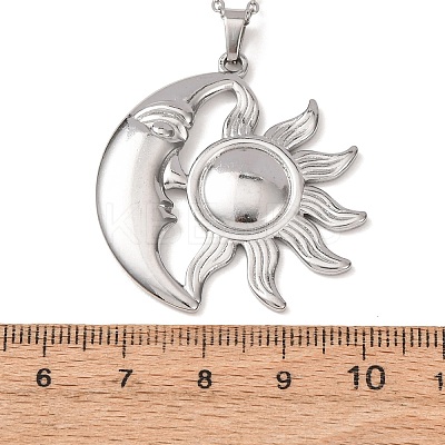 304 Stainless Steel Sun Moon Pendant Cable Chain Necklaces for Men Women NJEW-K308-04D-P-1