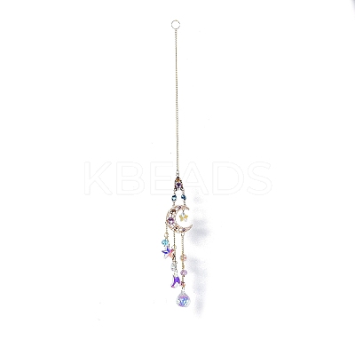 Glass Teardrop Moon Window Hanging Suncatchers HJEW-B006-02B-1