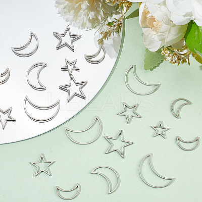 DIY 304 Stainless Steel Moon & Star Dangle Earrings Making Kit DIY-DR0001-38-1