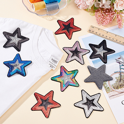 24Pcs 6 Colors Star Cloth Sequin Patches PATC-HY0001-34-1