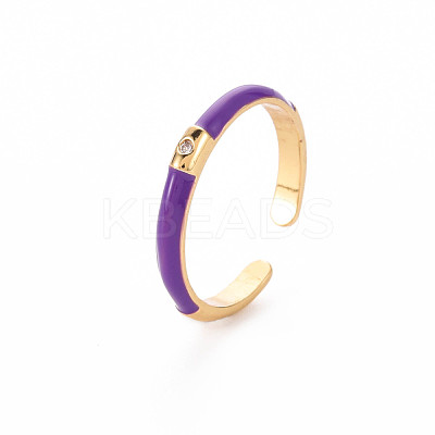 Brass Enamel Cuff Rings RJEW-T016-24C-NF-1