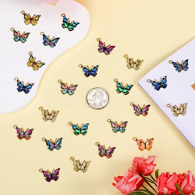 45Pcs 9 Colors Light Gold Alloy Enamel Pendants ENAM-SZ0004-07-1
