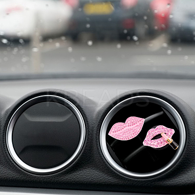6Pcs 6 Styles Lip Shape Alloy Rhinestone Air Vent Clips AJEW-FH0004-67-1